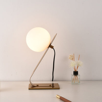 Contemporary Creative Round Iron Glass 1-Light Table Lamp For Study