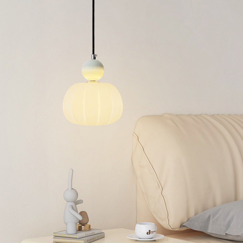 Modern Minimalist Round Pumpkin Iron Acrylic 1-Light Pendant Light For Living Room