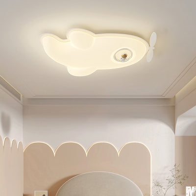 Contemporary Nordic Kids Iron PE Plane LED Flush Mount Ceiling Light For Bedroom