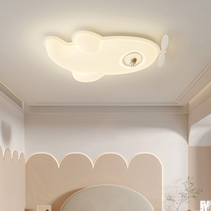 Contemporary Nordic Kids Iron PE Plane LED Flush Mount Ceiling Light For Bedroom