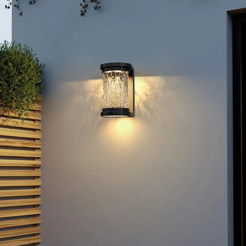 Modern Minimalist Solar Cylinder Stainless Steel Glass LED Outdoor Wall Light For Garden