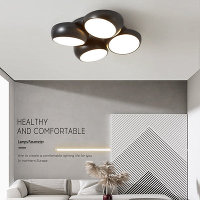 Modern Minimalist Combination Round Iron Plastic LED Flush Mount Ceiling Light For Living Room