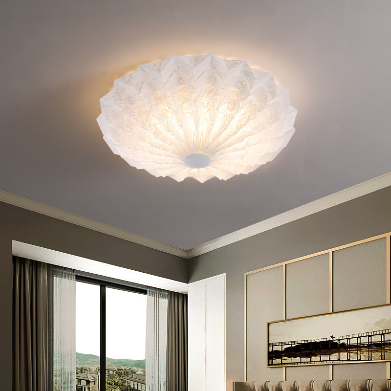 Contemporary Nordic Iron Acrylic Round Printed LED Flush Mount Ceiling Light For Bedroom