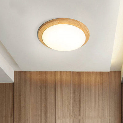 Contemporary Nordic Wood Acrylic Plum Shape LED Flush Mount Ceiling Light For Living Room