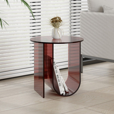 Contemporary Nordic Curved Acrylic End Table Storage For Living Room