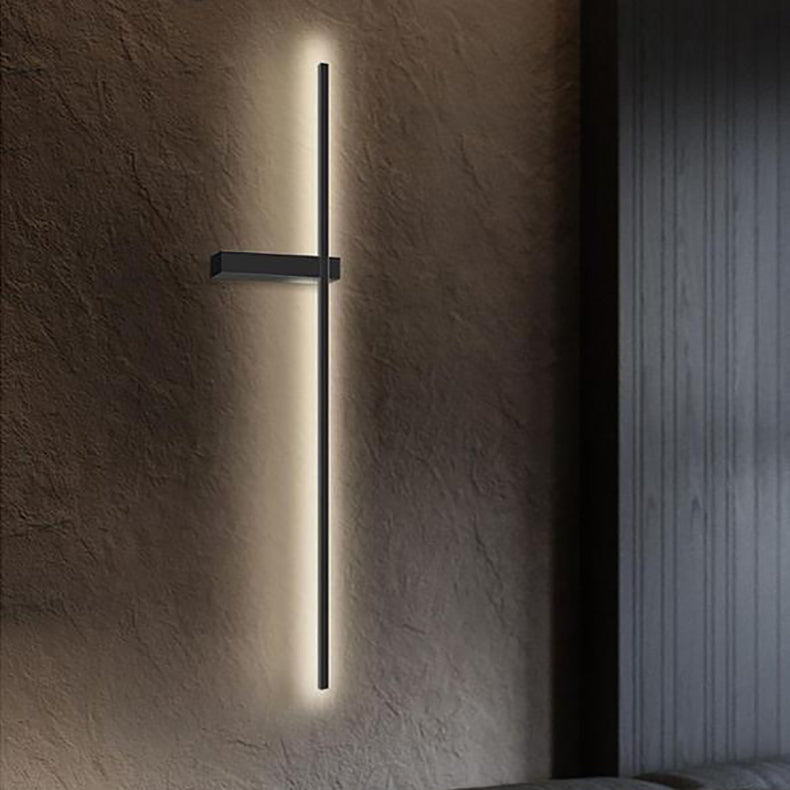 Modern Minimalist Straight Line Silicone Copper LED Wall Sconce Lamp For Living Room