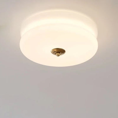 Modern Minimalist Round Iron Glass LED Flush Mount Ceiling Light For Living Room