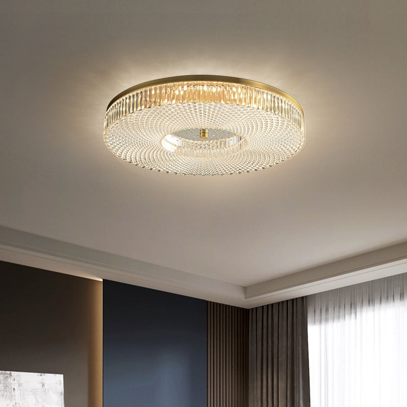 Contemporary Luxury Round Copper Acrylic LED Flush Mount Ceiling Light For Living Room