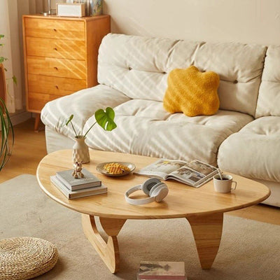 Traditional Japanese Triangle Rubber Wood Coffee Table For Living Room