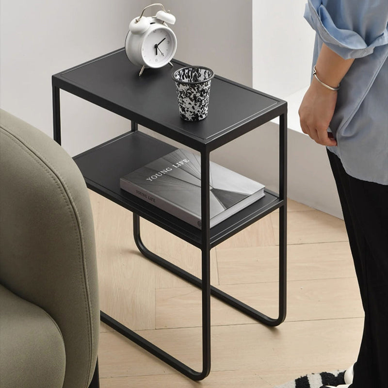 Modern Simplicity Rectangular Frame Iron Side Table 4-Leg For Living Room