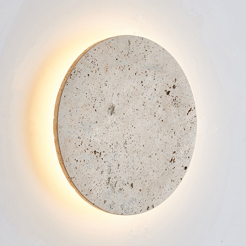 Traditional Japanese Acrylic Cave Stone Round LED Wall Sconce Lamp For Hallway