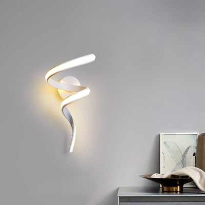 Applique murale LED en spirale créative contemporaine en fer, aluminium et silicone pour salon 