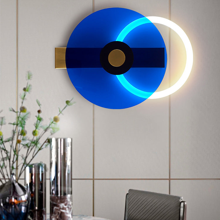 Contemporary Creative Iron Acrylic Round Disc LED Wall Sconce Lamp For Living Room