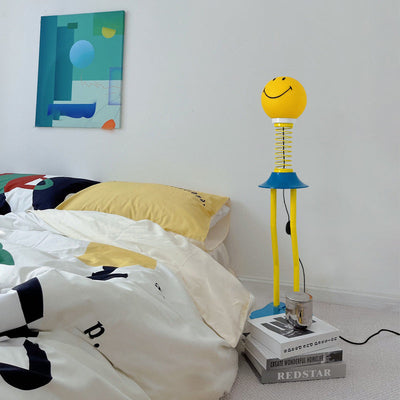 Contemporary Creative Smiley Spring Hardware PVC 1-Light Standing Floor Lamp For Living Room