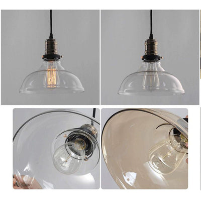 Modern Minimalist Round Glass 1-Light Pendant Light For Dining Room