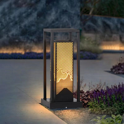 Traditional Chinese Solar Waterproof Stainless Steel Dolomite Cylinder Honeycomb LED Landscape Lighting Outdoor Light For Garden