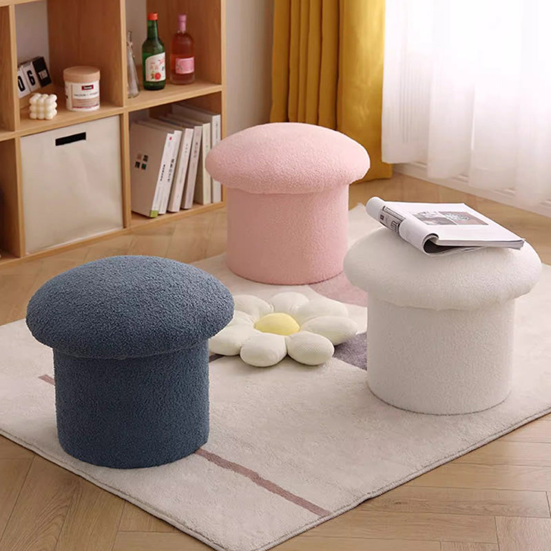 Contemporary Simplicity Mushroom Shape Velvet Pouf Footstool For Living Room