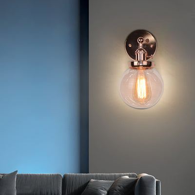 Modern Minimalist Iron Glass Orb 1-Light Wall Sconce Lamp For Bedroom