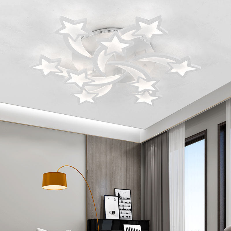 Modern Minimalist Star Hardware Acrylic LED Semi-Flush Mount Ceiling Light For Living Room