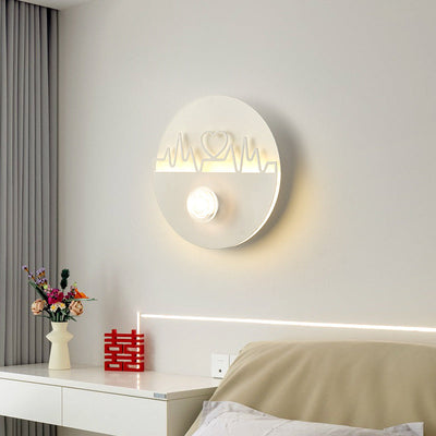 Modern Minimalist Cream Round Love Wave Iron Acrylic LED Wall Sconce Lamp For Bedroom