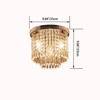 Modern Luxury Iron Crystal String 4-Light Flush Mount Ceiling Light For Living Room