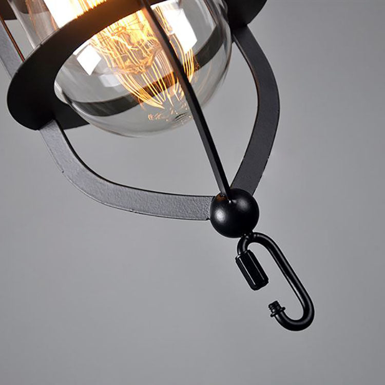 Contemporary Industrial Iron Glass Round 1-Light Pendant Light For Dining Room