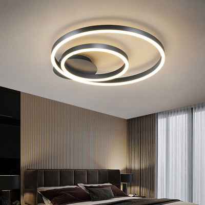 Modern Minimalist Geometric Square Circle Aluminum Line LED Flush Mount Ceiling Light For Living Room