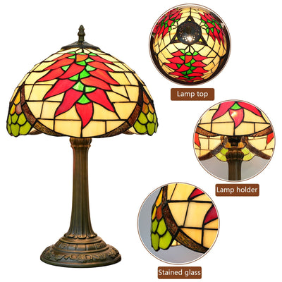 Traditional Tiffany Stained Glass Capsicum Round Shade 1-Light Table Lamp For Study