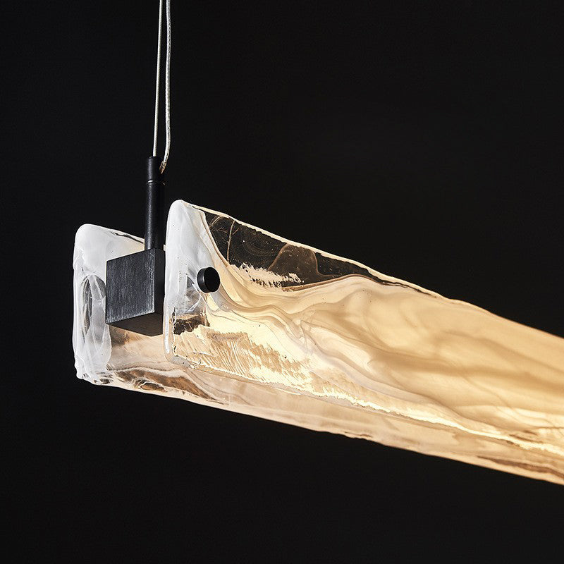 Modern Minimalist Long Strip Iron Aluminum Glass LED Island Light Pendant Light For Study Room