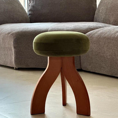 Contemporary Creative Round Lambswool Velvet Footstool Armless Backless For Entryways