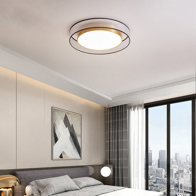 Contemporary Nordic Iron Brass Acrylic Round LED Flush Mount Ceiling Light For Living Room