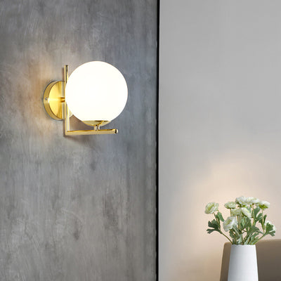 Contemporary Nordic Metal Glass Ball 1-Light Wall Sconce Lamp For Bedside