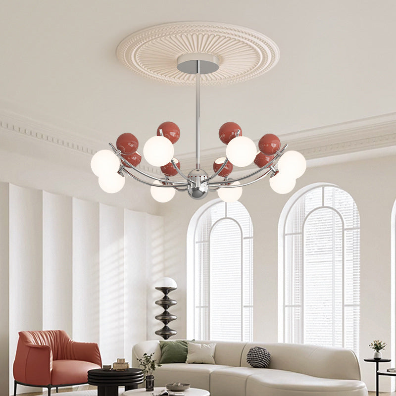 Contemporary Nordic Branch Orb Iron PE LED Chandelier For Living Room