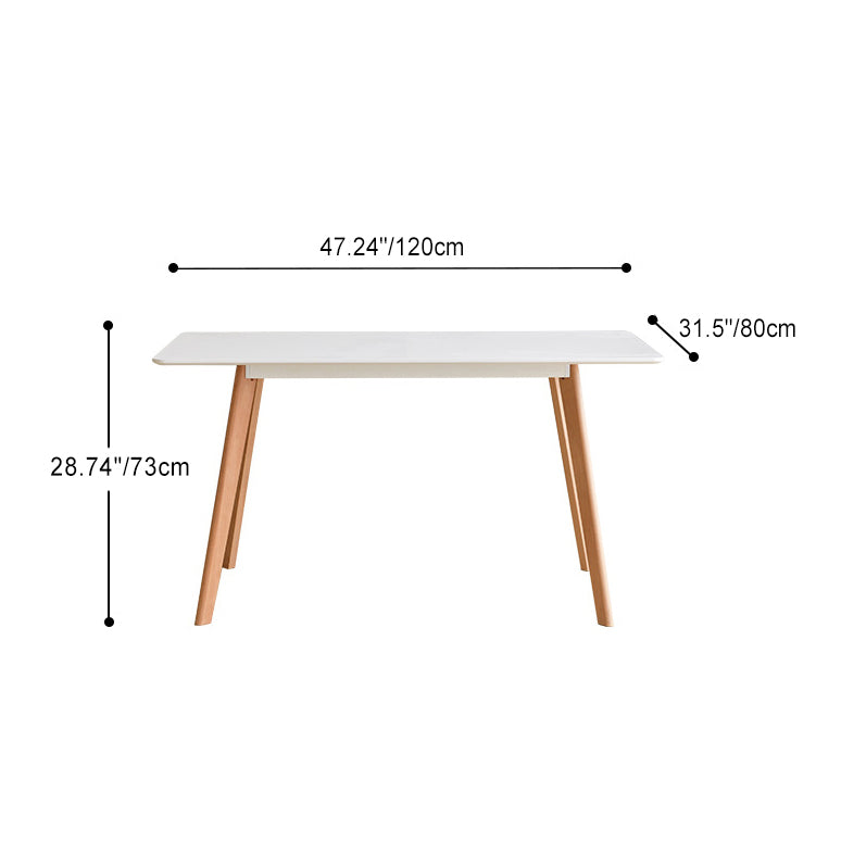 Modern Minimalist Rectangular MDF Wood Legs Dining Table For Dining Room