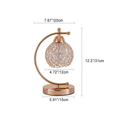 Modern Luxury Crystal Iron 1-Light Table Lamp For Bedroom