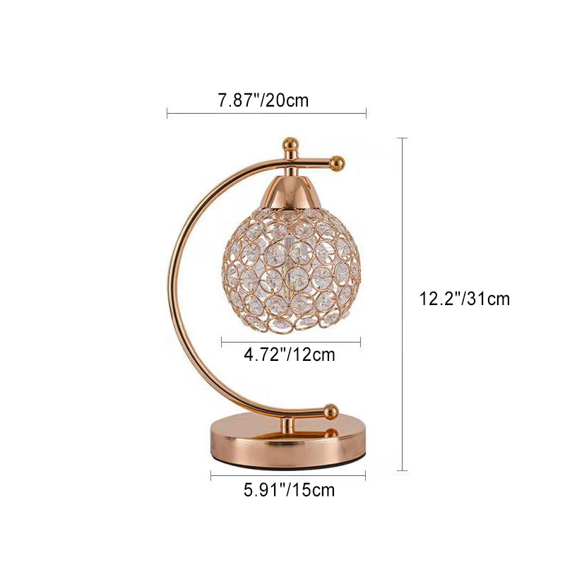 Modern Luxury Crystal Iron 1-Light Table Lamp For Bedroom