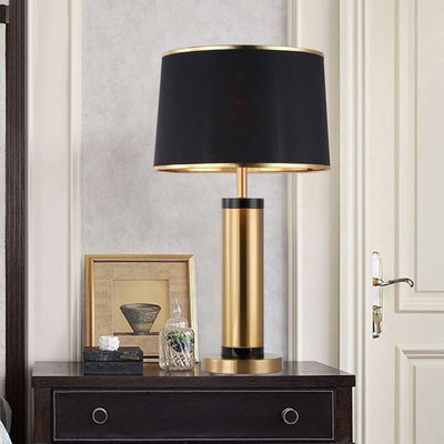 Modern Transitional Cylinder Iron Fabric 1-Light Table Lamp For Living Room