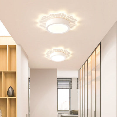 Modern Minimalist Round Petal Iron Acrylic LED Flush Mount Ceiling Light For Living Room