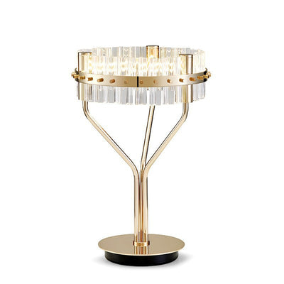 Contemporary Luxury Dazzling Prismatic Crystal Hardware Frame LED Table Lamp For Bedroom