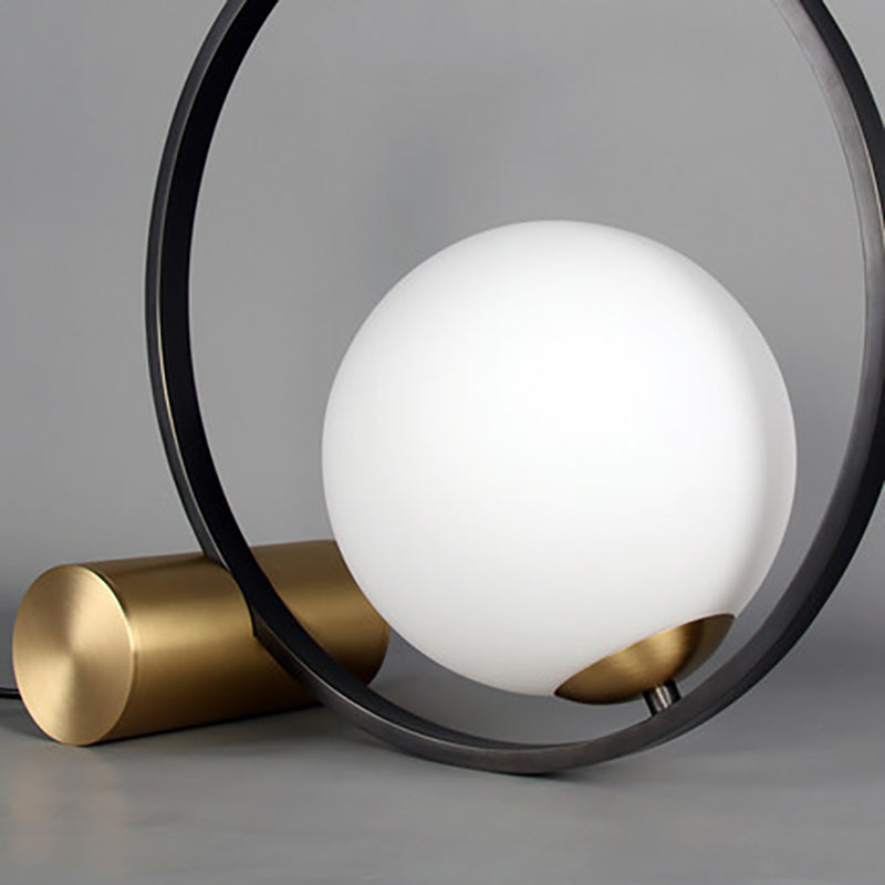 Modern Minimalist Circle Orb Copper Glass 1-Light Table Lamp For Bedroom