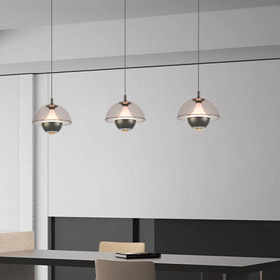 Modern Simplicity Hemisphere Liftable Aluminium Acrylic LED Pendant Light For Dining Room