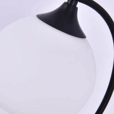 Modern Simple Flower Glass Shade Curved Iron Base 1-Light Table Lamp