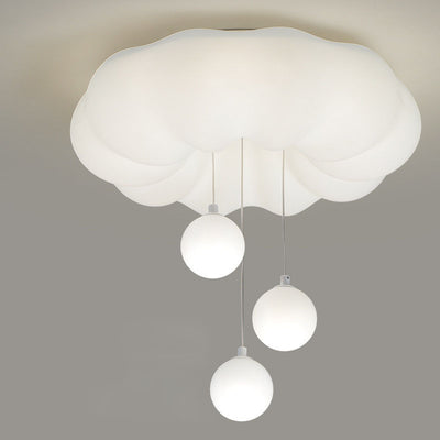 Modern Minimalist Clouds Spherical Bow Iron Plastic LED Flush Mount Ceiling Light For Bedroom