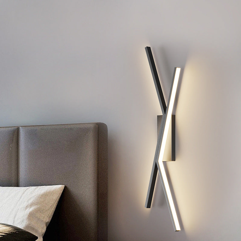 Modern Minimalist Iron Aluminum Silica Cubic Line LED Wall Sconce Lamp For Bedroom