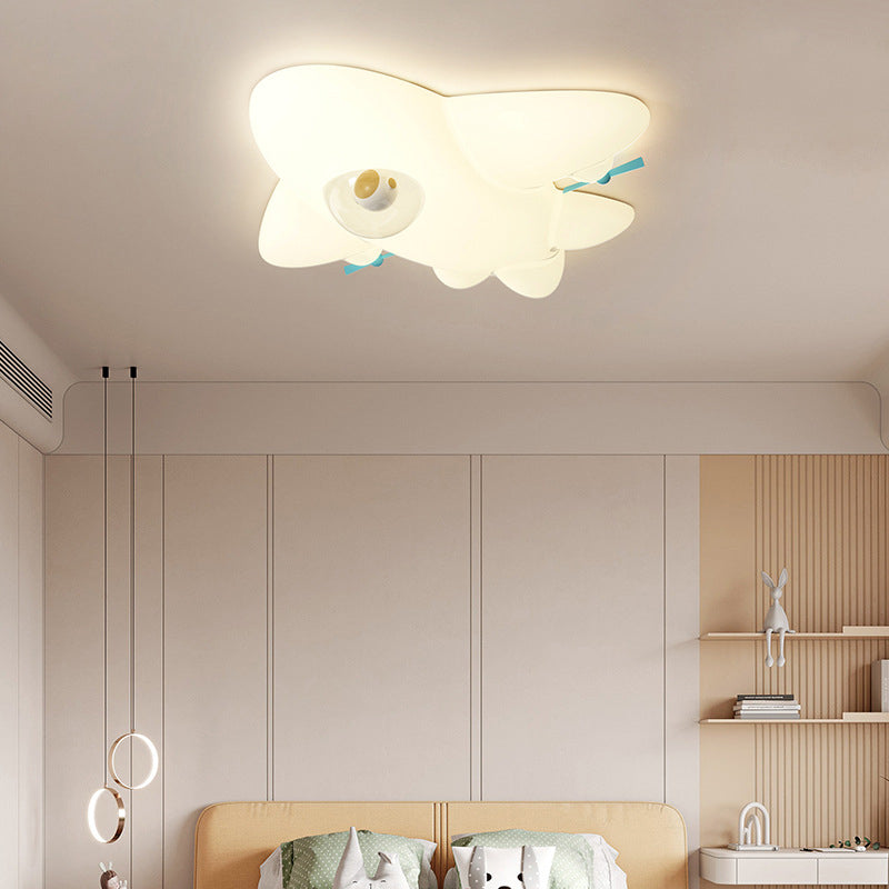 Contemporary Creative PE Cartoon Aircraft LED Kids Flush Mount Ceiling Light For Living Room