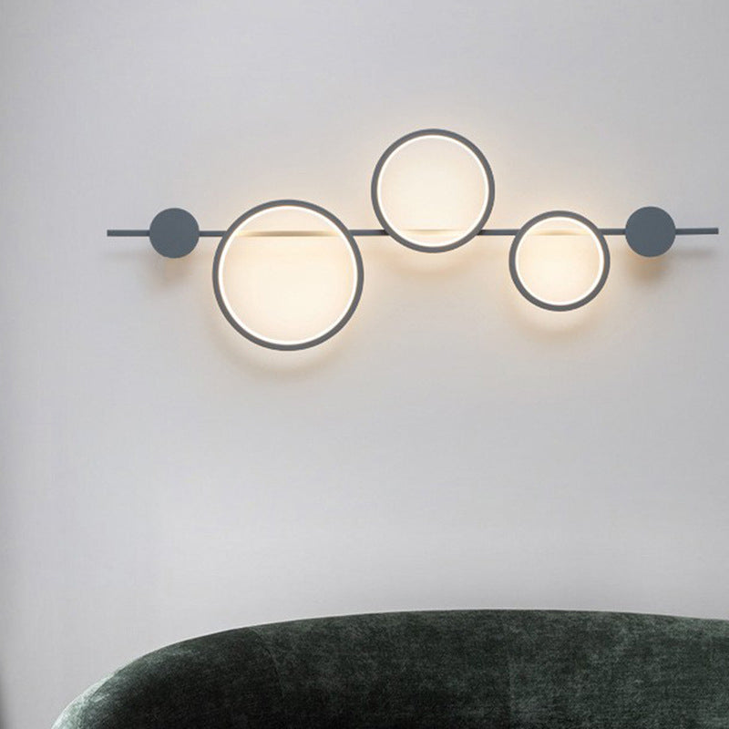 Modern Minimalist Multiple Circle Iron Silicone LED Wall Sconce Lamp For Living Room