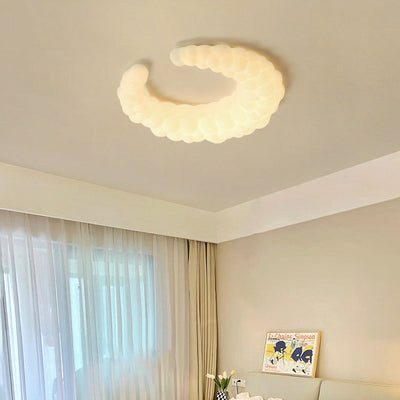 Modern Minimalist Crescent PE Iron LED Flush Mount Ceiling Light For Bedroom