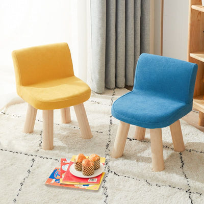 Contemporary Creative Square Cotton Linen Solid Wood Chair Backrest Armless For Living Room