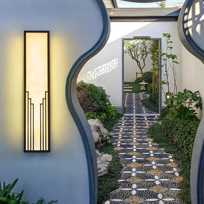 Modern Minimalist Rectangular Stainless Steel Marble LED Outdoor Wall Sconce Lamp For Garden