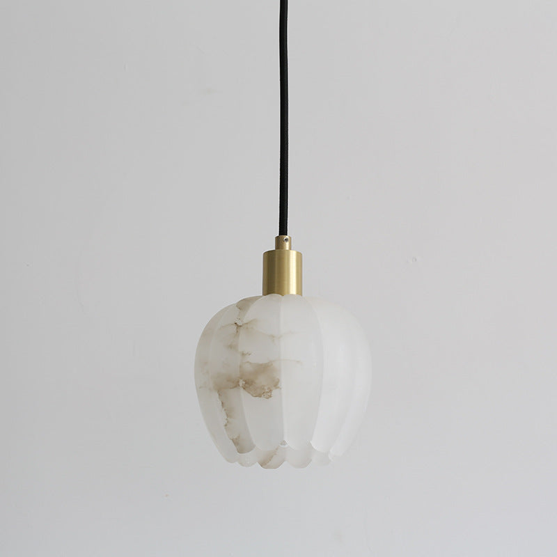 Modern Minimalist Pod Copper Marble 1-Light Pendant Light For Living Room